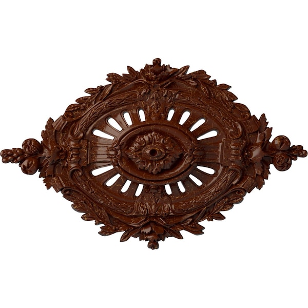 Ekena Millwork Antonio Ceiling Medallion, Hand-Painted Burnished Mahogany Crackle, 35 7/8"W x 22 1/2"H x 4 3/8"P CM35X22ANBMC - main